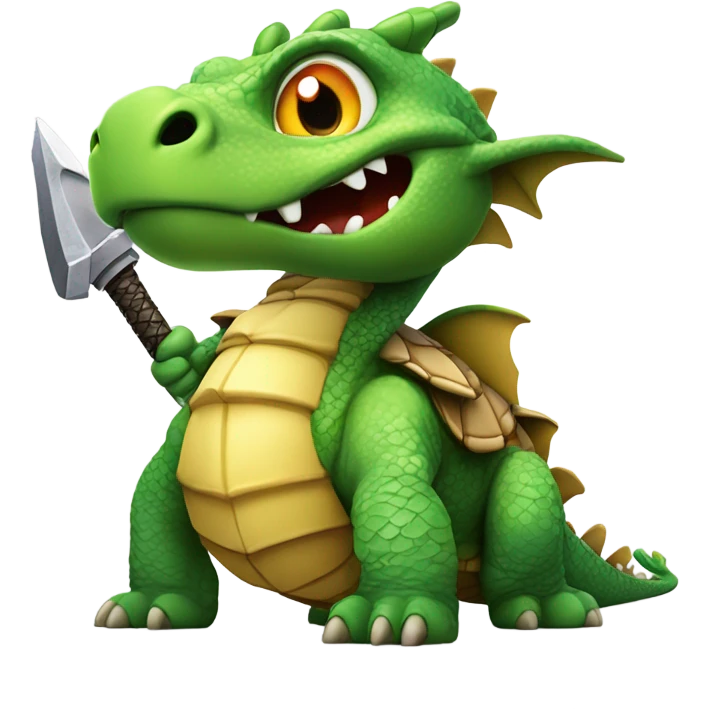 Dragon fighting a turtle with a sword emoji