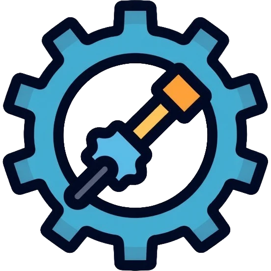 Robotics engineering logo with gear and robot arm, for Pioneers in Engineering club emoji