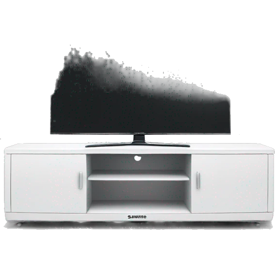 Samsung tv with white tv stand  emoji