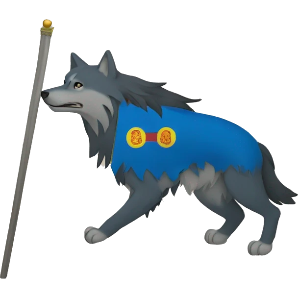 mongol flag with a wolf emoji