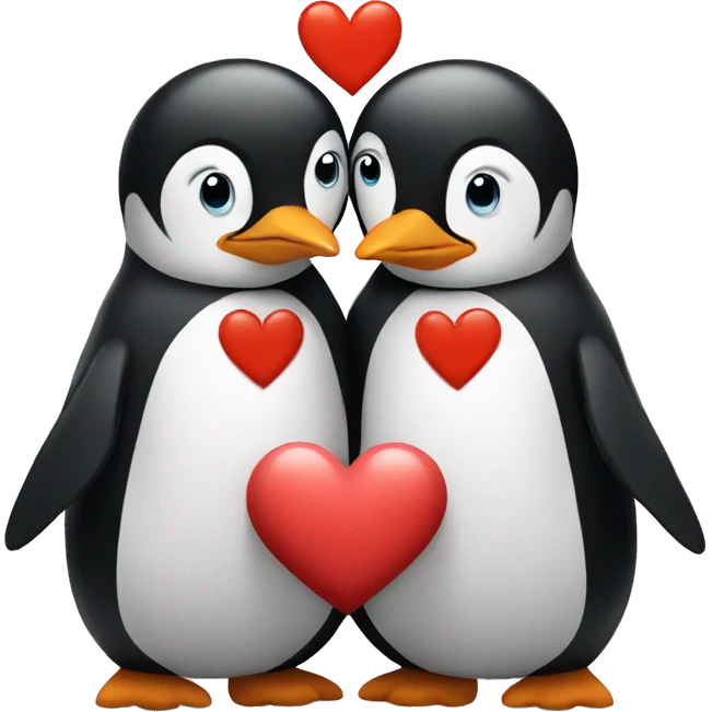 Penguin couple with a heart in the middle  emoji