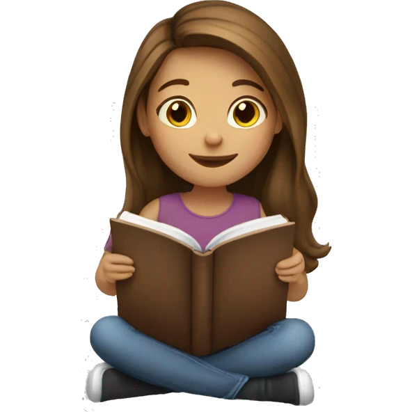 brown-medium-hair-girl-reading-a-book-smile emoji