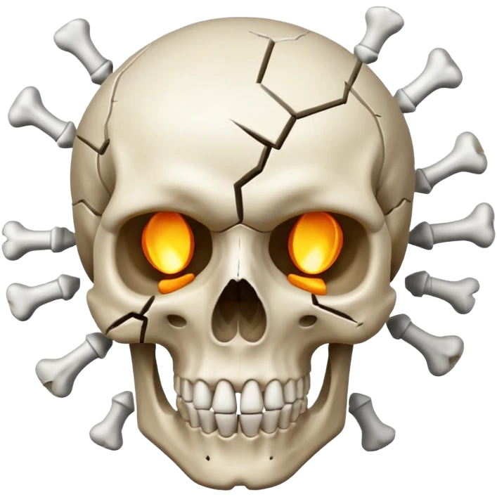 Skull who's upper side is exploded emoji