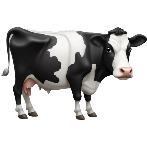 black and white cow in deep thought emoji