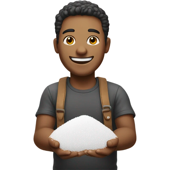 Very happy guy with a pile of salt. emoji