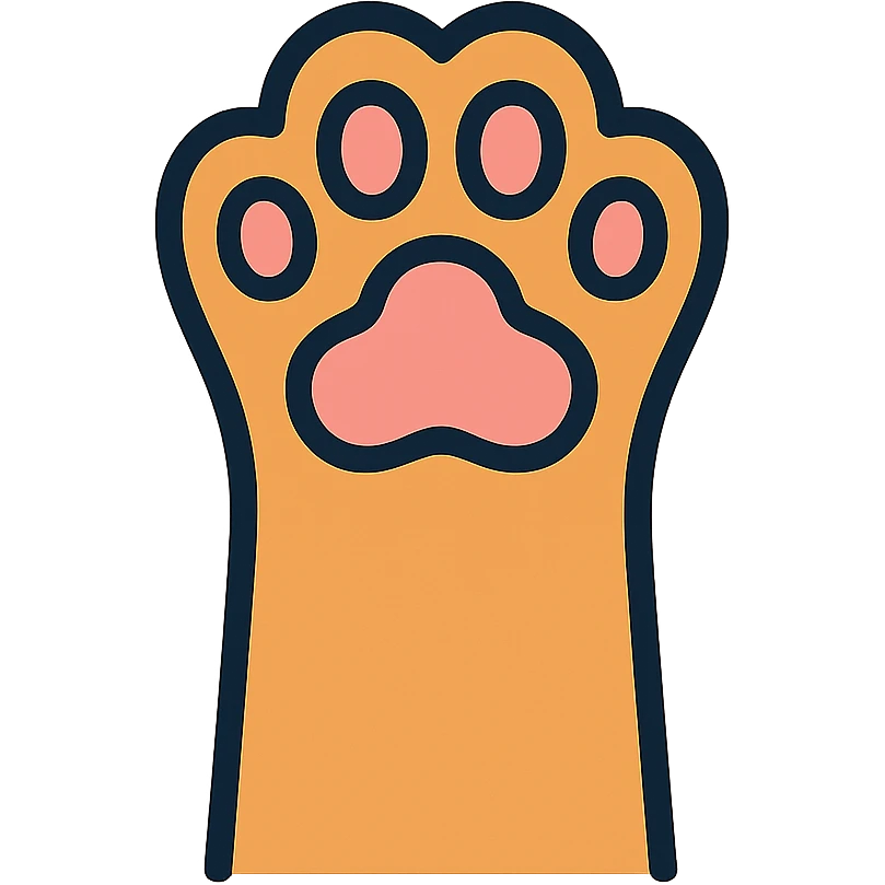 Cat paw reaching forward with pink pads, gentle feline paw with soft pink cushions emoji