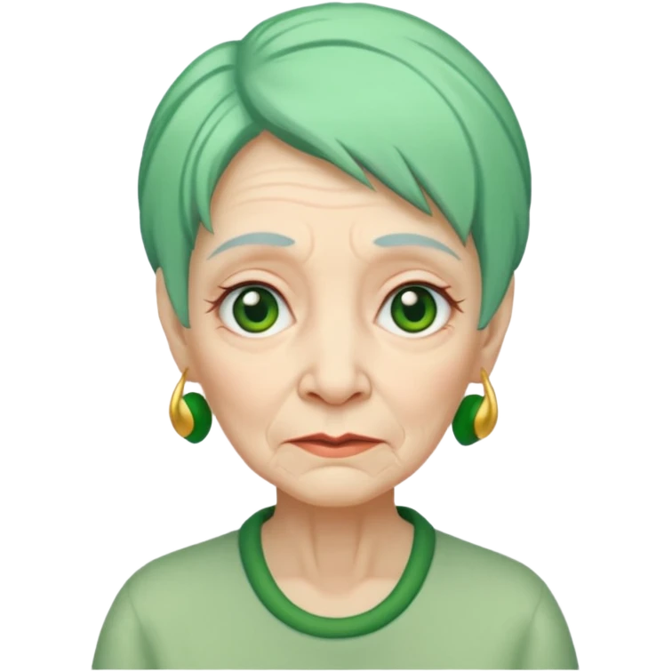 green hair old woman emoji