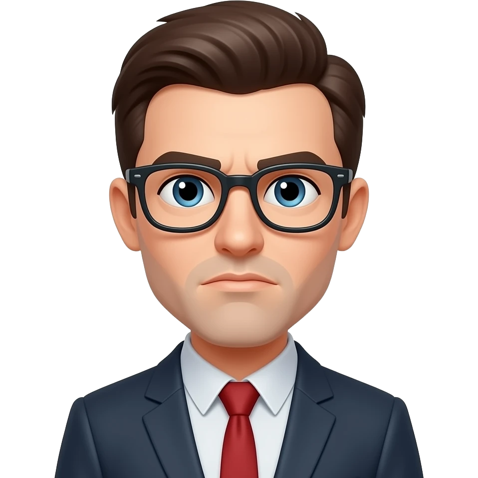 standard nerd emoji but serious, not grinning emoji