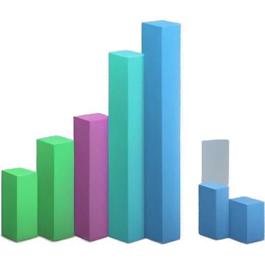 3D bar graph, line graph emoji