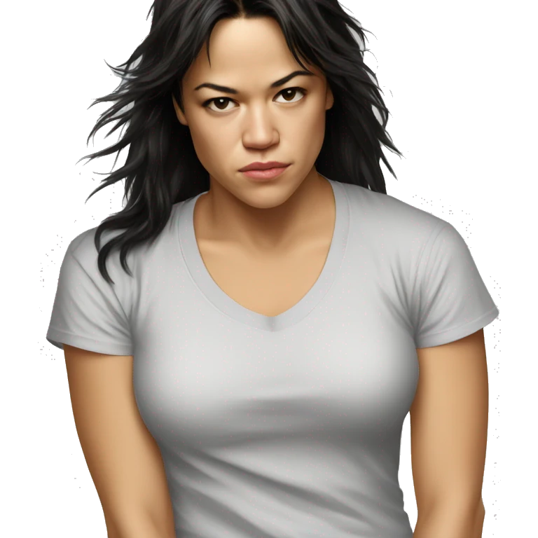 michelle rodriguez serious wearing tee emoji