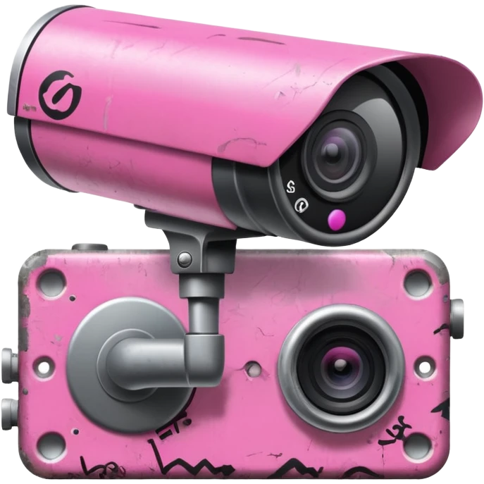 Security Camera pink with graffity emoji