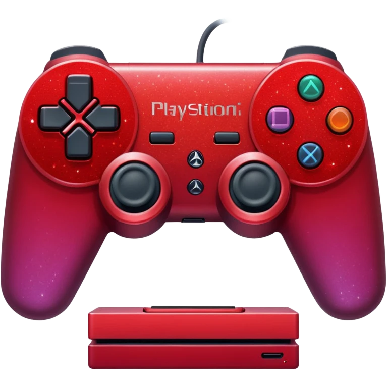 red ombre PlayStation console with glitter emoji