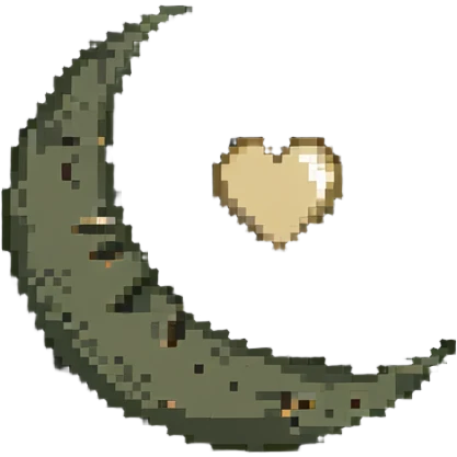 khaki crescent moon with a small heart emoji