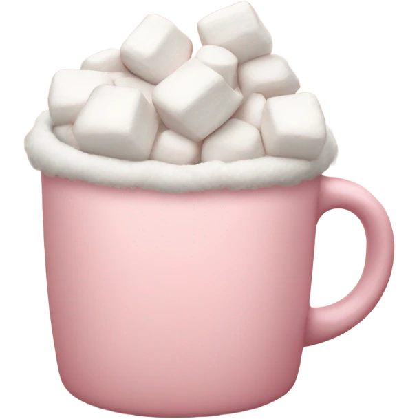 Light Pink mug of hot chocolate with marshmallows  emoji