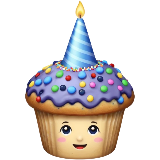 Blueberry Muffin celebrating birthday emoji