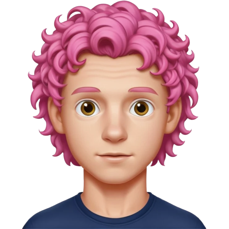 tom holland with pink curly hair emoji