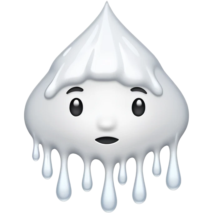 individual white glue white drops falling and dripping down out of a tube, falling in drops and strands, all white emoji