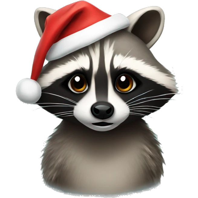 Raccoon wearing Christmas hat  emoji