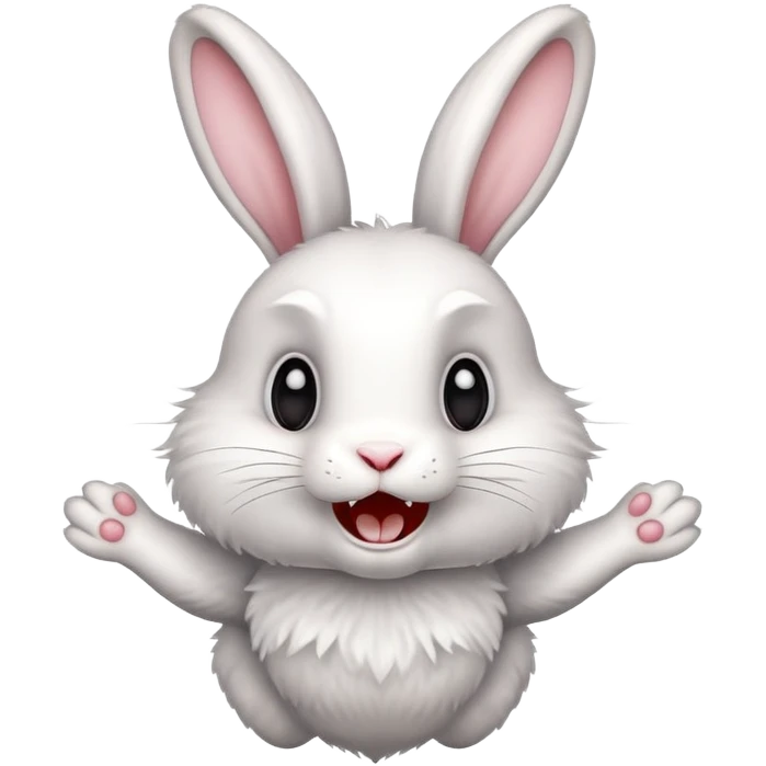 rabbit with buckteeth and crossed eyes jumping excitedly emoji