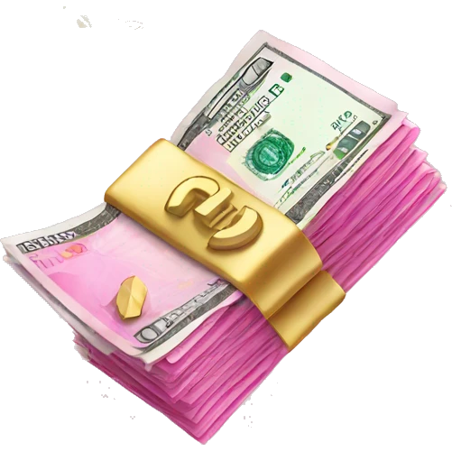 pink money with euros  flying  emoji