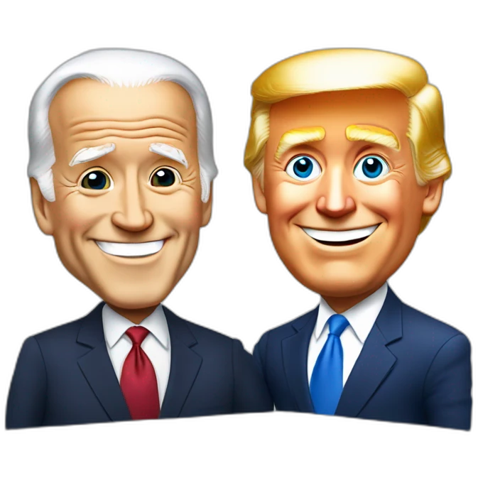 Joe Biden & Donald trump smiling holding a sign emoji