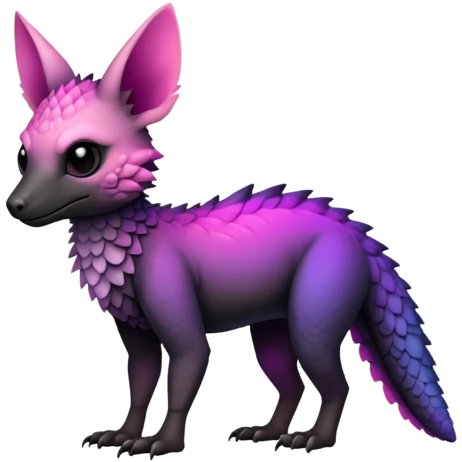 Cool Edgy realistic Black-pink-purple-gradient Trico-animal-creature full body emoji