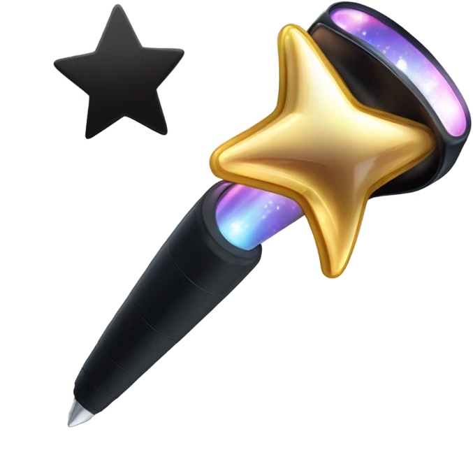 a magic wand and a video reel - discovery, sparkle, video, explore emoji