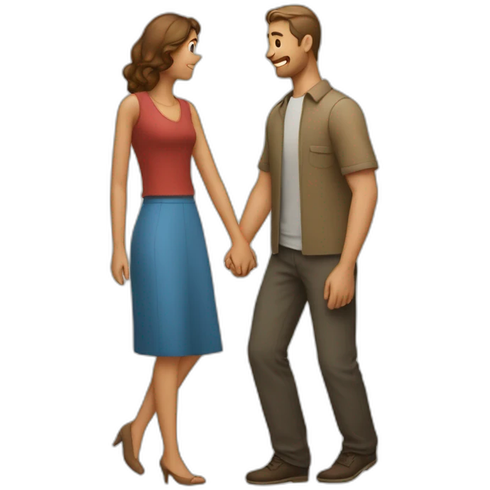 couple holding hands with man looking back at other woman emoji