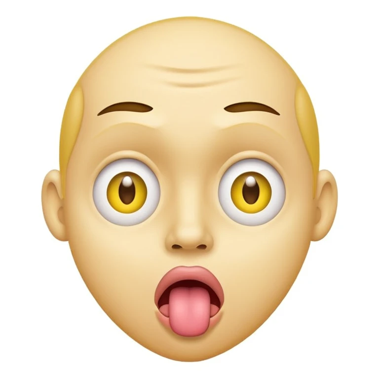 yellow face, confused eyes, tongue out emoji