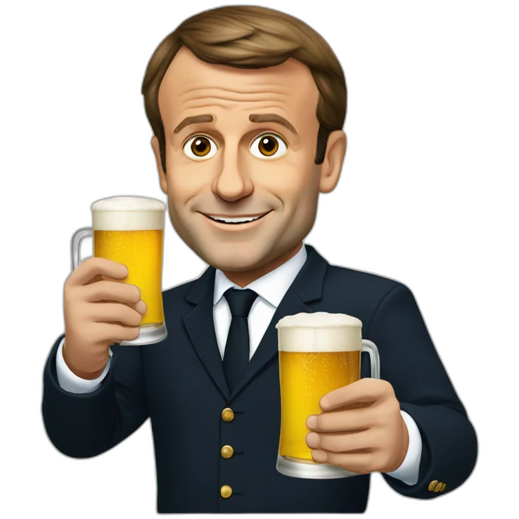 Emmanuel Macron with beer emoji