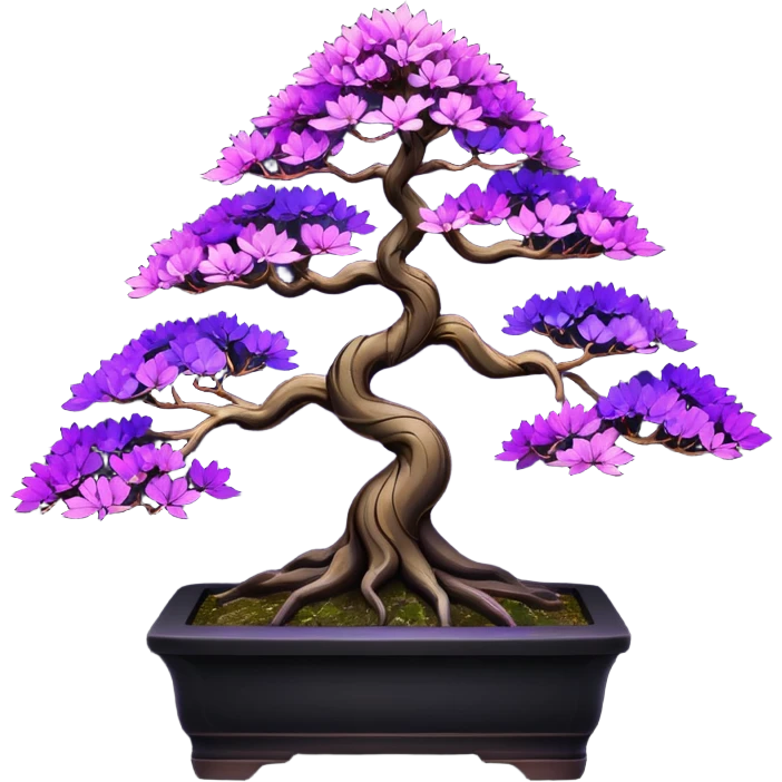  Rustic shiny black-purple fiber optic lights crimson maple cobalt tiny bonsai  emoji