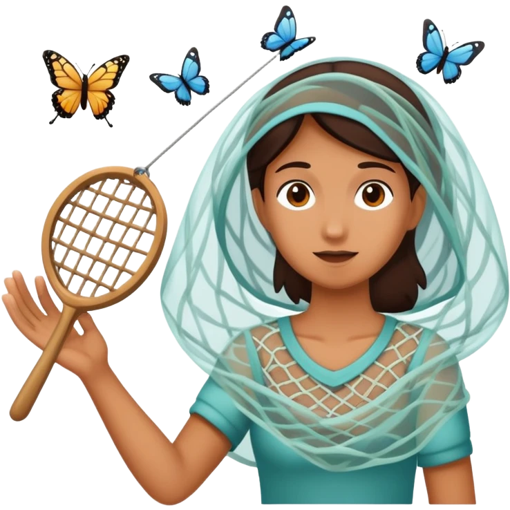 person catching butterflies with a net emoji