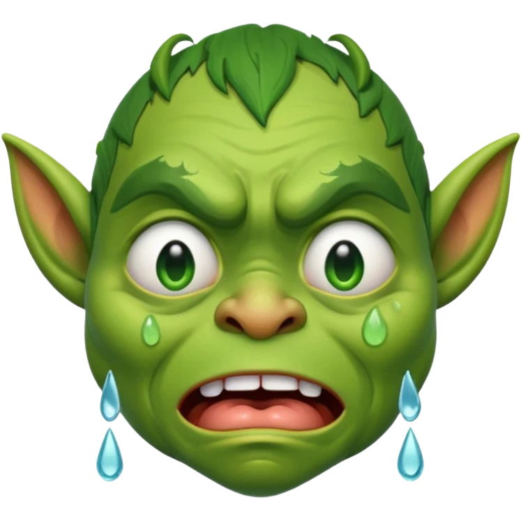 Goblin is crying with very big tears in his eyes  emoji
