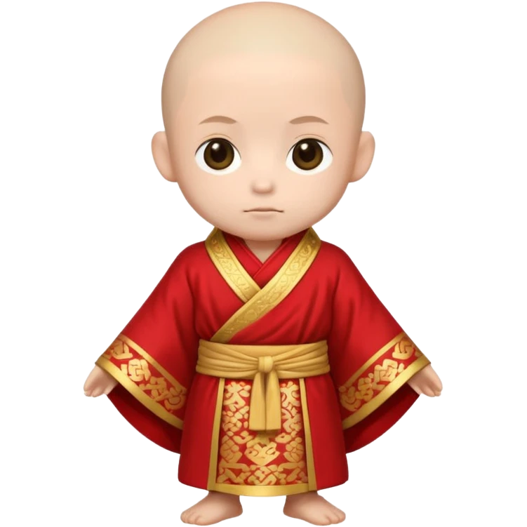 A small chibi-style monk character with red ceremonial robe with layered fabric and decorative gold-like patterns

 emoji