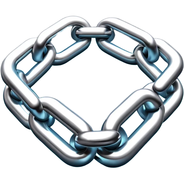 Apple iOS emoji style glowing chain link, glossy 3D, soft lighting, clean gradient background, ultra realistic emoji