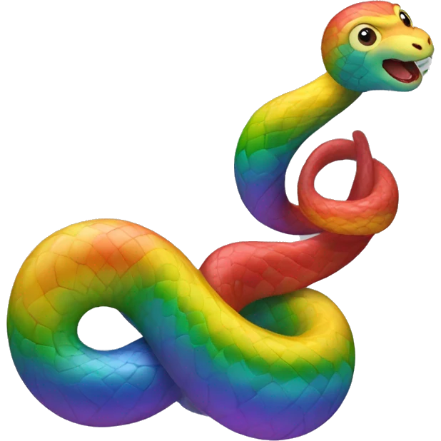 rainbow monkey snake as an apple emoji