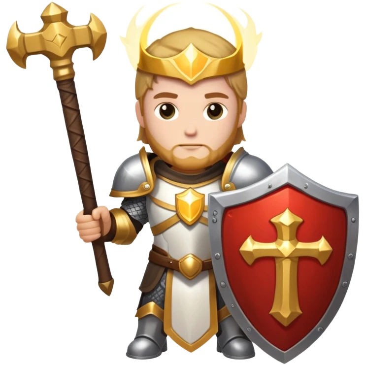 paladin hero with holy shield and glowing hammer emoji