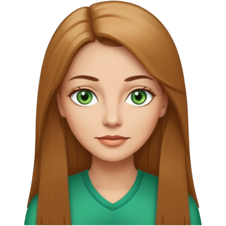 Pretty middle age woman with green eyes and long straight light  brown hair  emoji