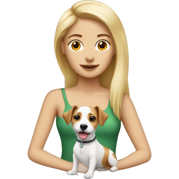 blonde with a dog Jack Russell emoji