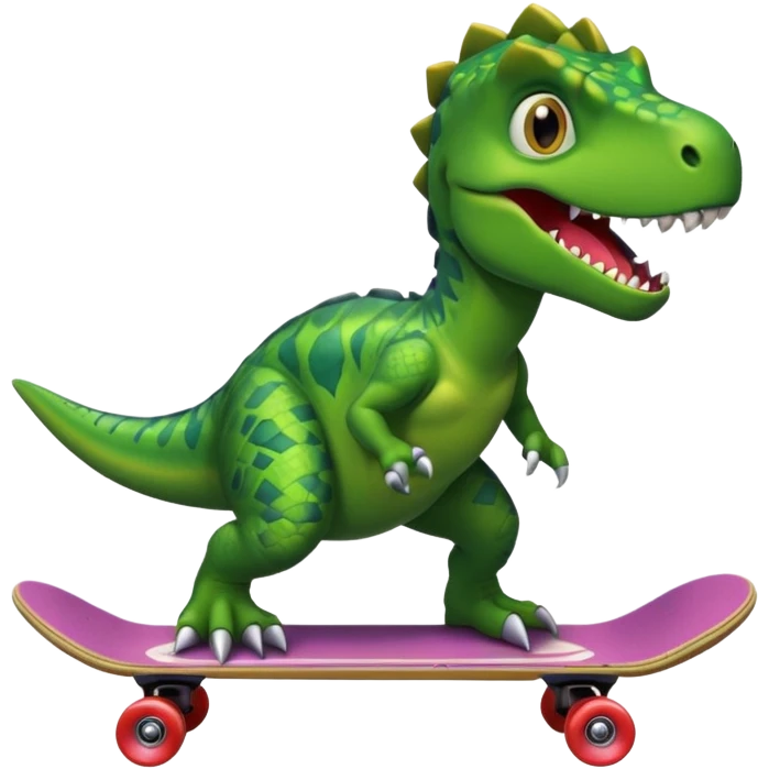 Dinosaur on a skateboard emoji