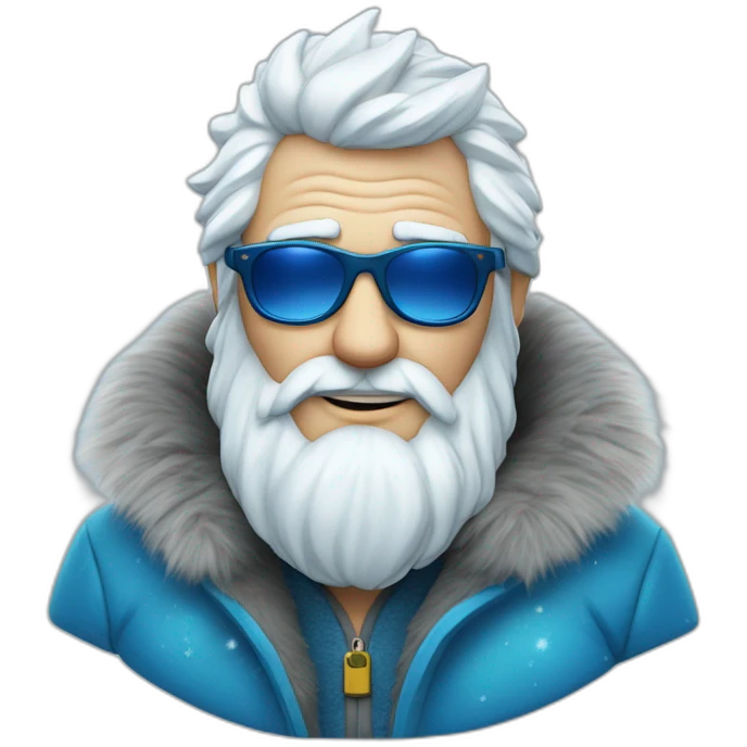 cool Father Frost in sunglasses glasses in a blue fur coat emoji