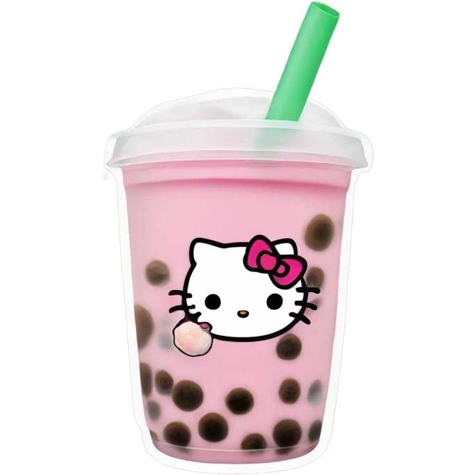 Bubble tea hello kitty emoji