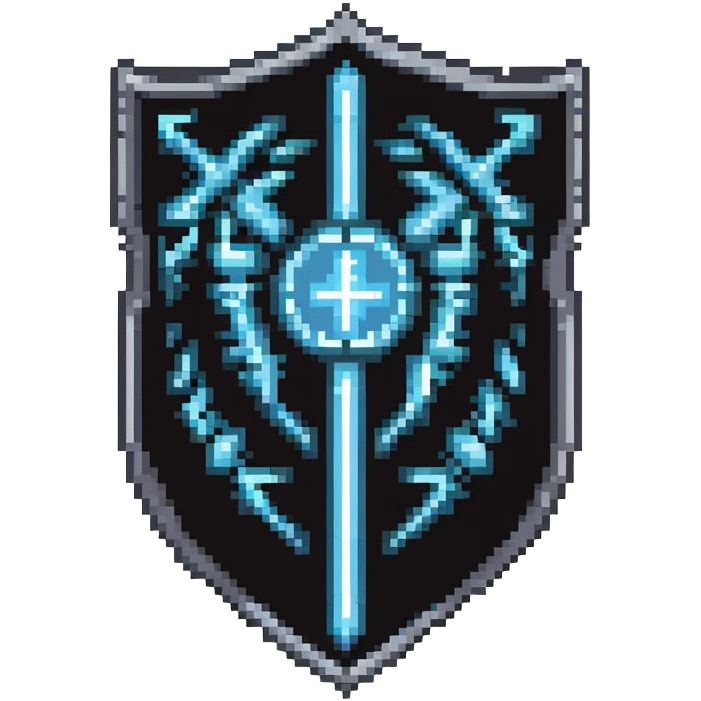 cybernetic shield with digital runes and magical power flowing emoji