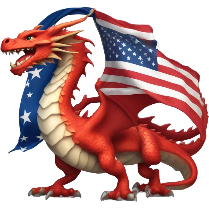 Dragon holding American flag emoji