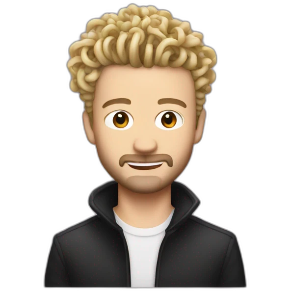 justin timberlake with noodle hair emoji