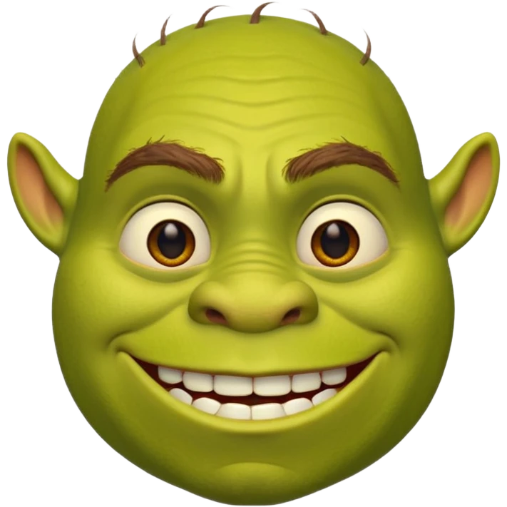 Create a Shrek emoji for a teams chat but make it more original style to the movie emoji
