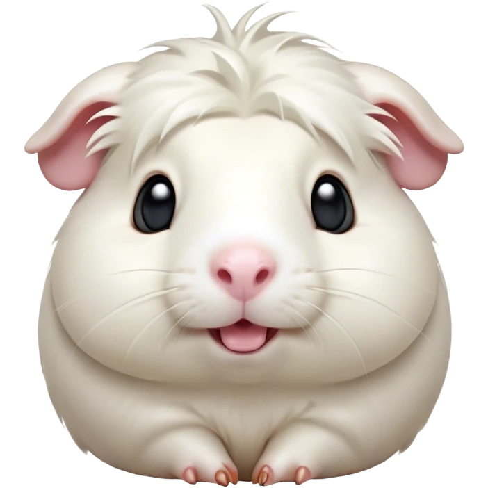 Cinematic Comical White Guinea Pig Portrait Emoji, Head tilted dramatically with an exaggeratedly amused expression, featuring a glossy, pristine white coat with an adorably scrunched face, wide, expressive dark eyes filled with playful disbelief, Simplified yet hilariously expressive features, highly detailed, glowing with a slightly sassy glow, high shine, dramatic yet playful, stylized with an air of cheeky mischief, bright and endearing, soft glowing outline, capturing the essence of a spirited and over-the-top guinea pig, so meme-worthy it feels like it could side-eye its way into internet fame instantly! emoji