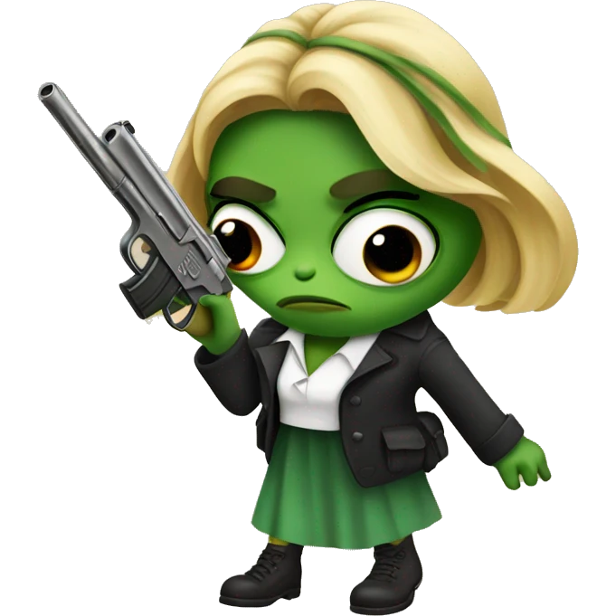 Girl Pepe frog holding gun and Starbucks  emoji