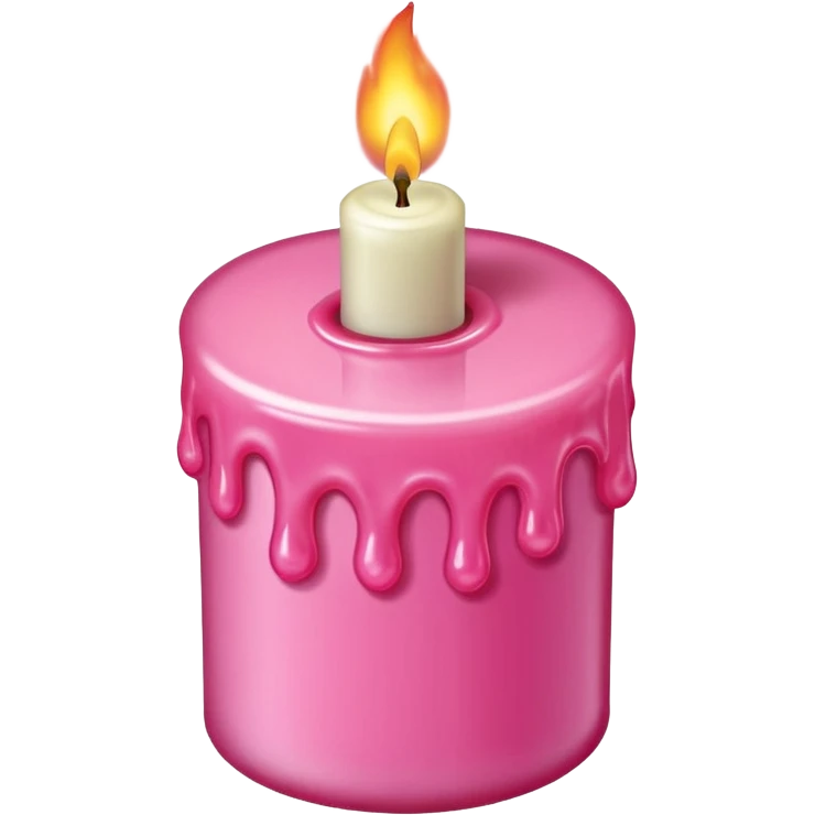 A drawing of a flaming pink candle that could be used at a romantic dinner table. The camera should be isometric at a 75-degree angle. emoji