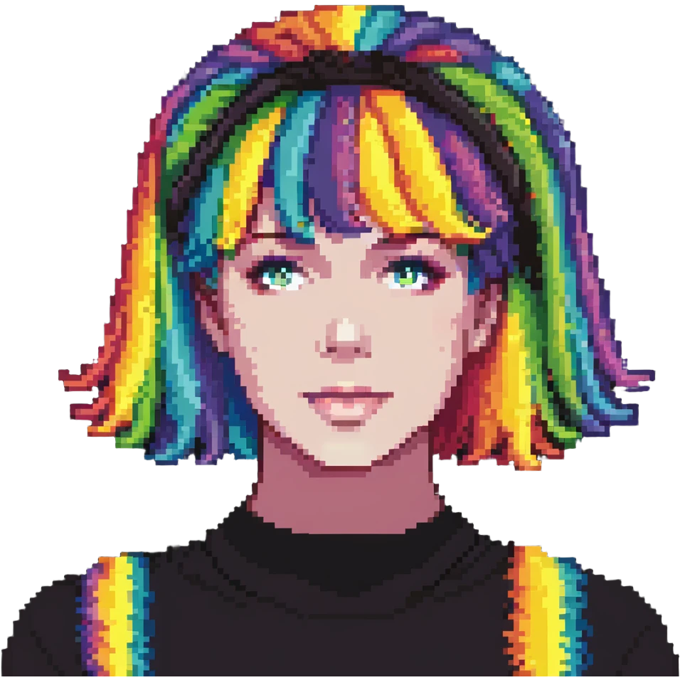 colorful rainbow wig emoji